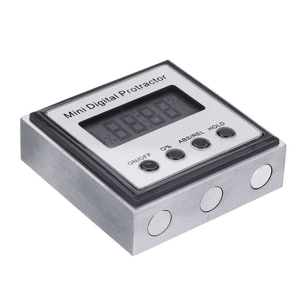 Mini Digital Protractor with Magnetic Base, 360° Measurement, Large LCD Display, Portable Tool, Stainless Steel, White