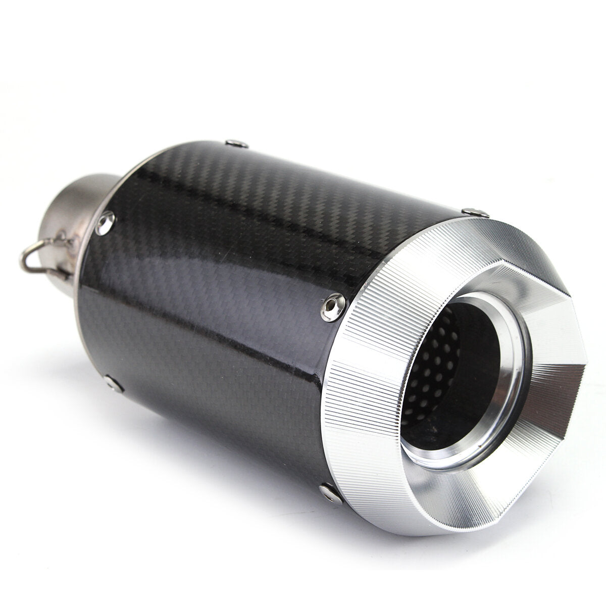 Motorcycle 51mm Slip-On Round Exhaust Muffler Carbon Fiber Universal