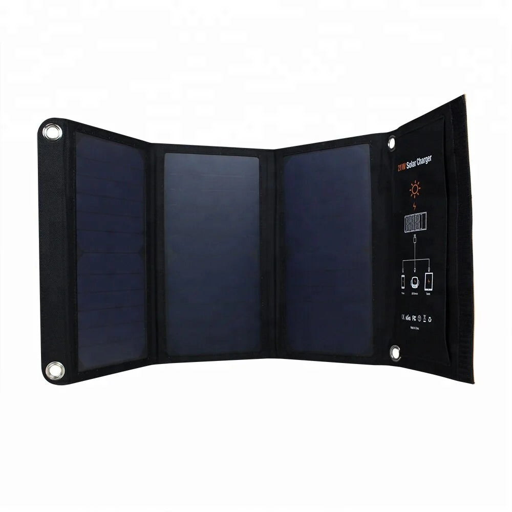 21W Foldable Solar Cells Charger Backpack Monocrystalline Solar Panel Charger with Dual USB Port for Phone Solar Battery
