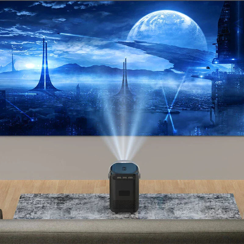 Smart 4K Portable LED Projector, 1080P, Wifi, Remote, Electronic Focus, Keystone Correction, Built-in Speaker, Home Theater