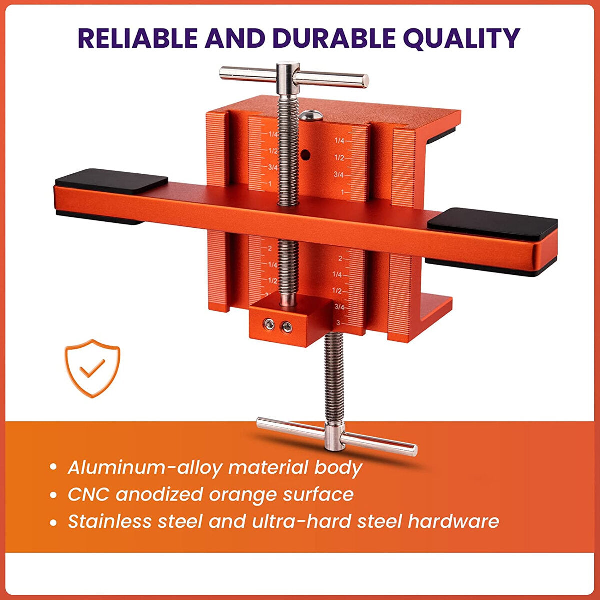 Cabinet Door Mounting Jig - Heavy-Duty Aluminum Tool for Easy Installation of Left/Right Doors, Height Adjustable, 2-3/16" Clamp