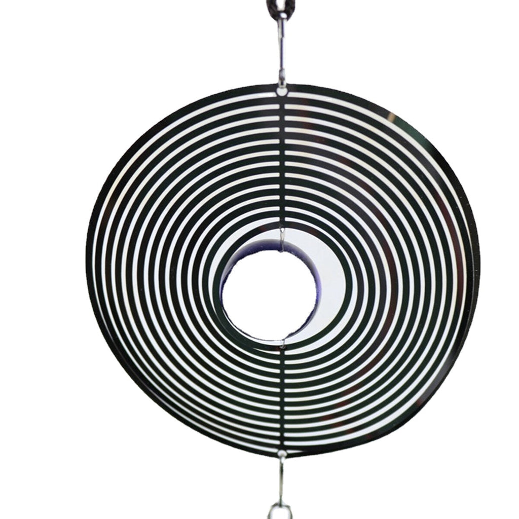 Metal Hanging Garden Wind Spinner Round Crystal Ball Bell Garden Home Ornament