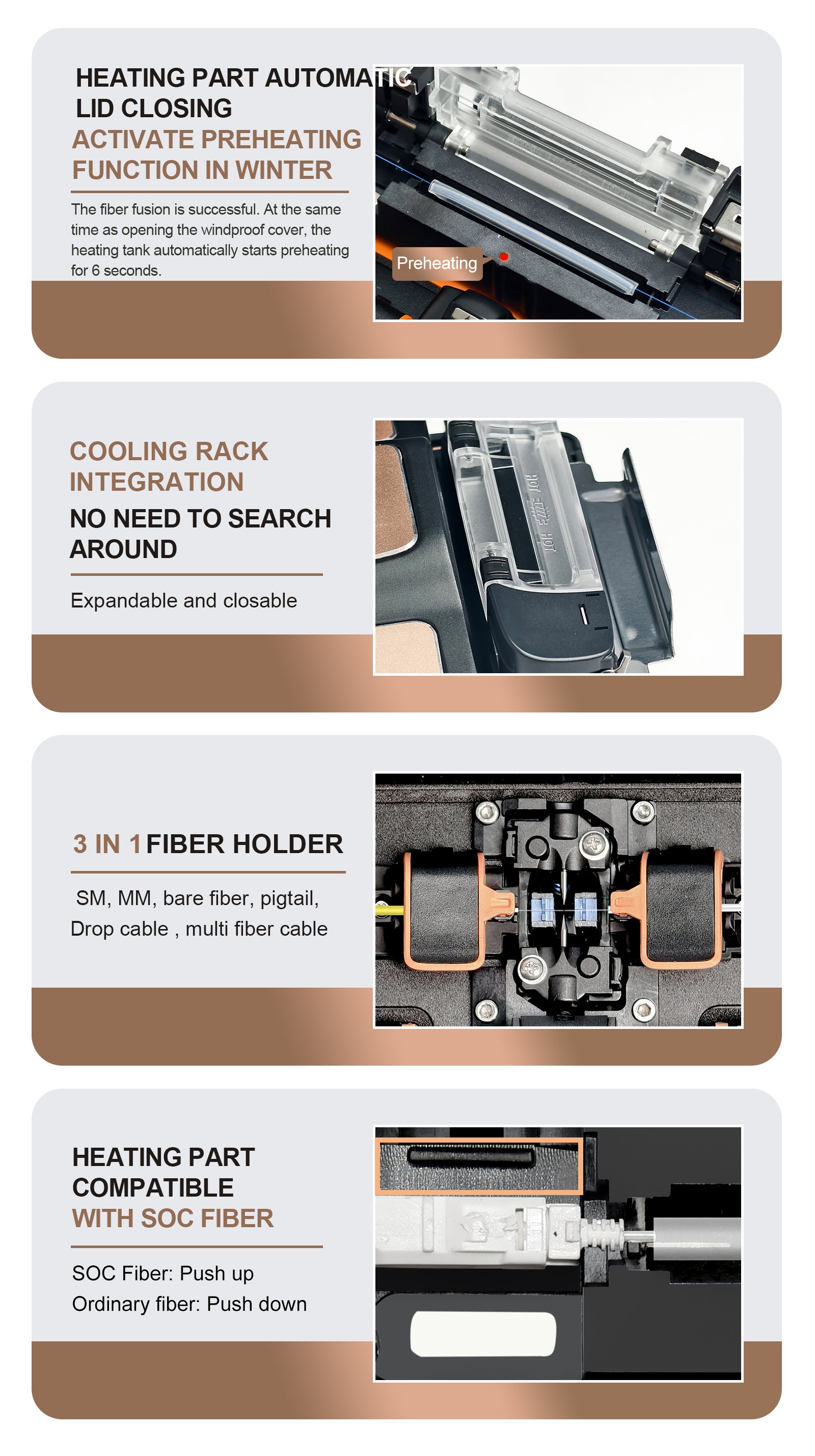 Optical Fiber Fusion Splicer 6 Motors Core Cladding Alignment 5 Inch Touchscreen 7800mAh Battery Bluetooth 4.2 Optical Power Meter VFL