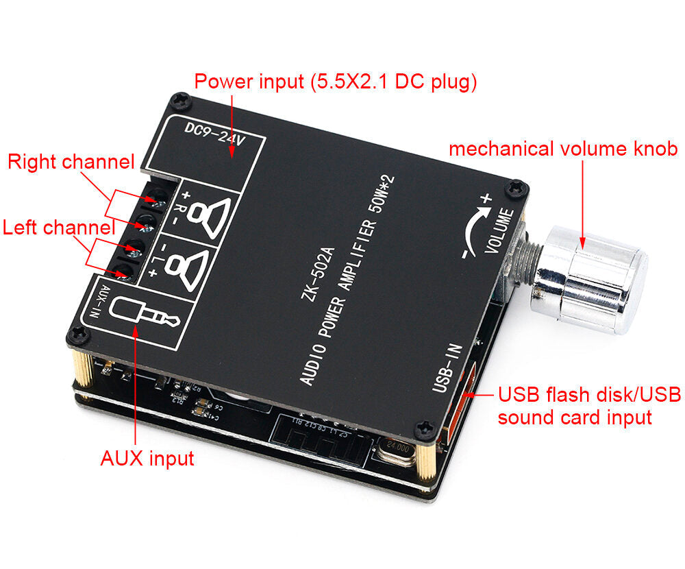 Bluetooth Audio Digital Power Amplifier Board Module 2.0 Stereo Dual Channel 50W + 50W