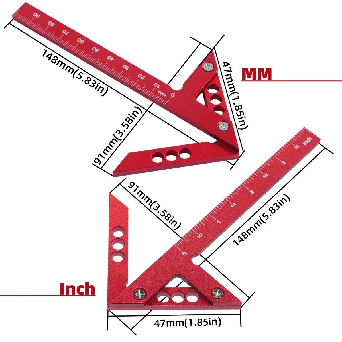 Carpenter Square Protractor & Center Scribe Gauge Set - Durable Aluminum Alloy, Precision Measuring Tools for Woodworking & DIY