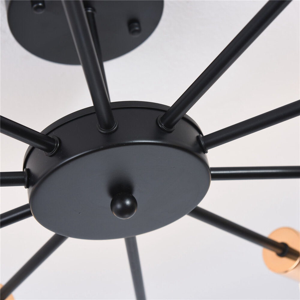 10-Lights Modern Sputnik Chandelier Bronze Flush Mount Ceiling Light Rustic Chandelier Without Bulbs for Bedroom Kitchen Dining Room Living Room