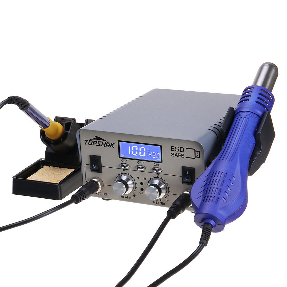 680W 2 In1 Rework Hot Air LCD Digital Display Soldering Station Independent Switch 3 Preset Memory Buttons