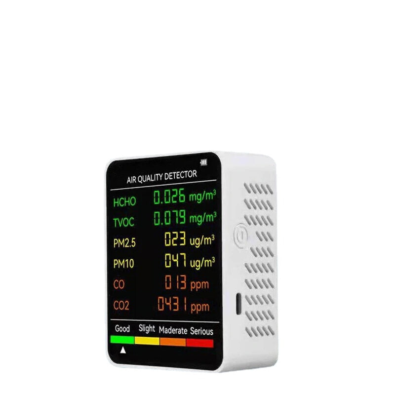 6 In 1 PM2.5 PM10 HCHO TVOC CO CO2 Monitor Multifunctional Air Quality Tester for Home Office Hotel