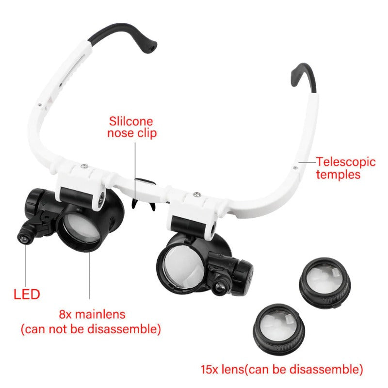 8X/15X/23X Mini Foldable Magnifier With LED Light Stand Optical Instruments