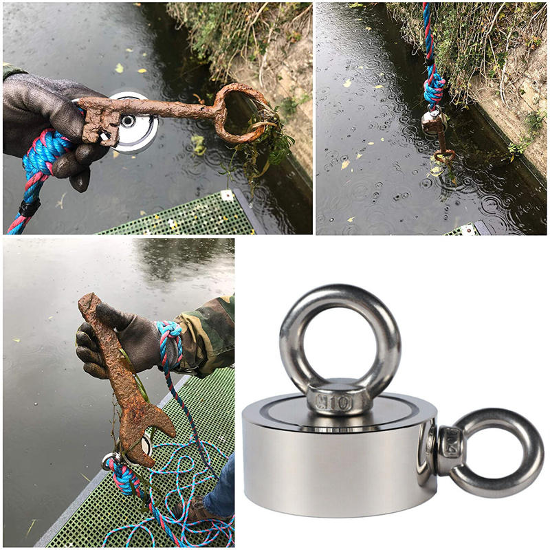 Double Side 67mm 300KG Neodymium Recovery Magnet with 10m Rope Salvage Tool Strong Recovery Fishing Kits
