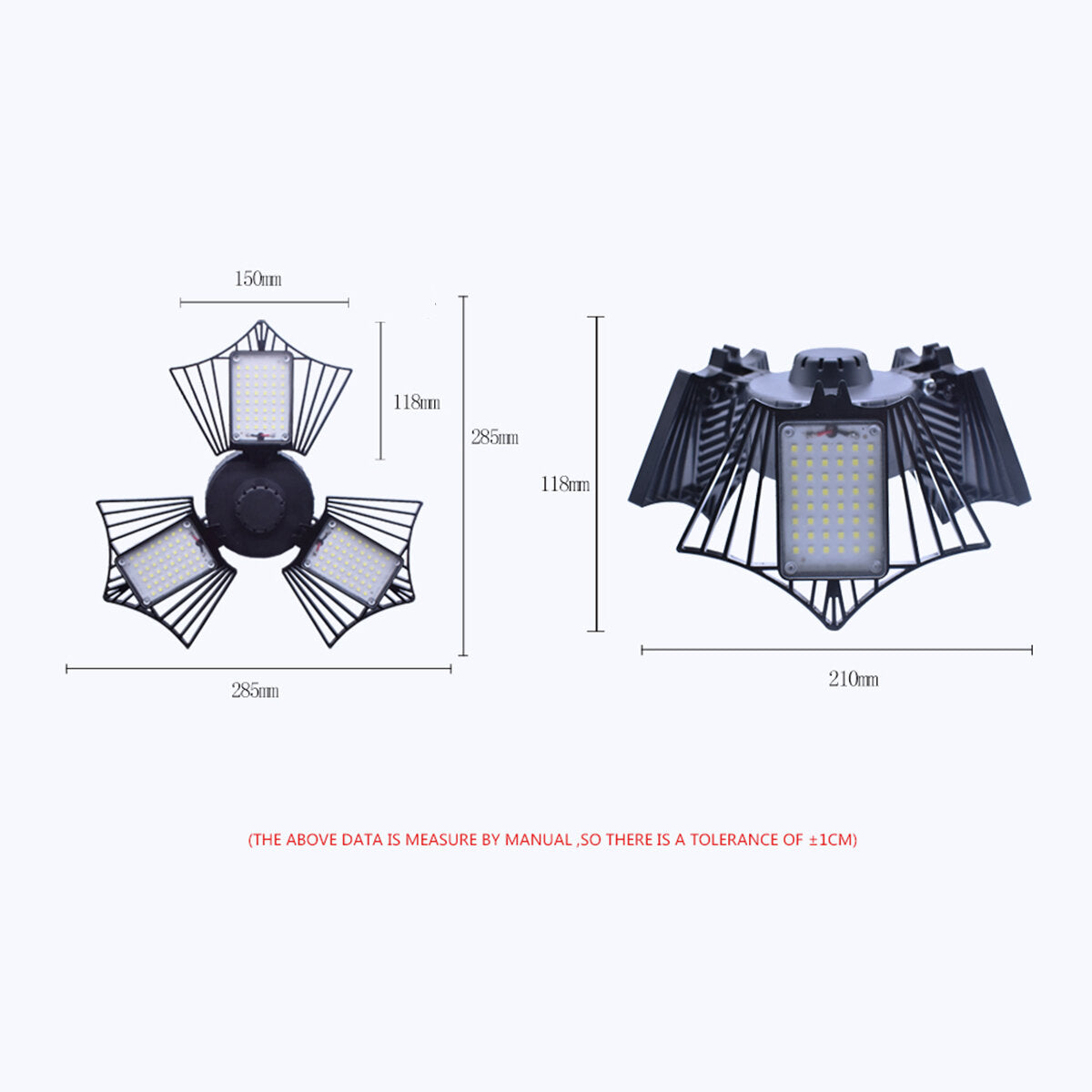 60/80/100W LED Garage Lights Deformable Ceiling Fixture Workshop Shop Three-Leaf