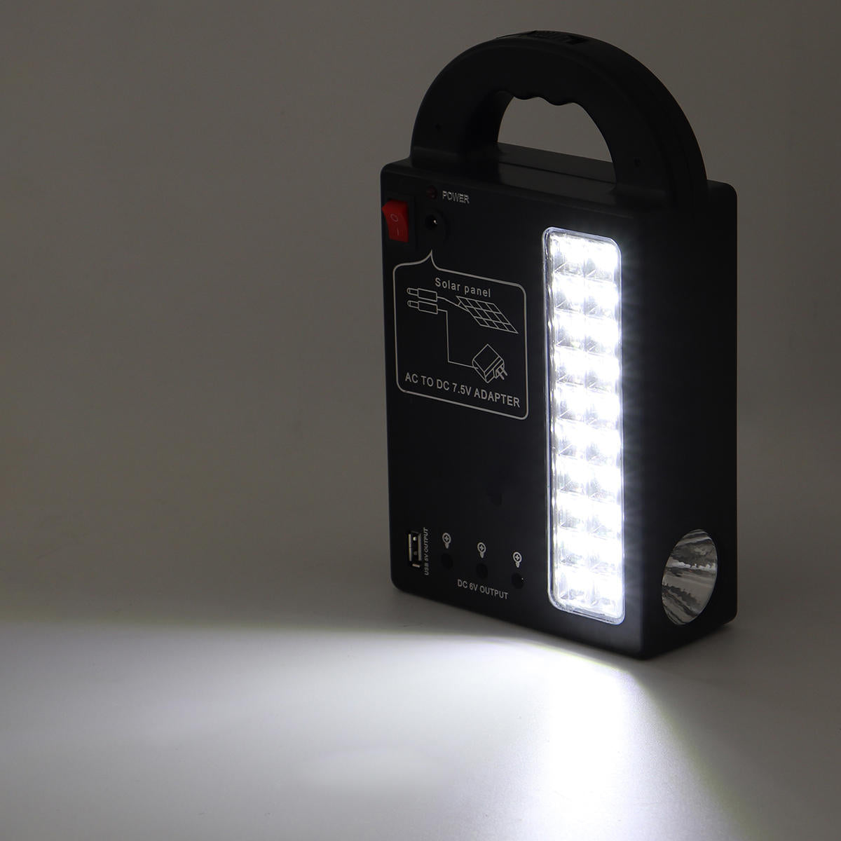 Solar Panel Power System USB Charger Generator + Headlamp +3 LED Bulb Light