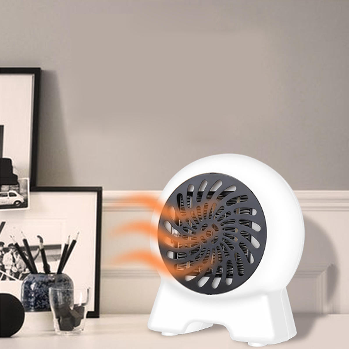 500W Portable Mini Electric Space Heater Wall-Outlet Fan Warmer