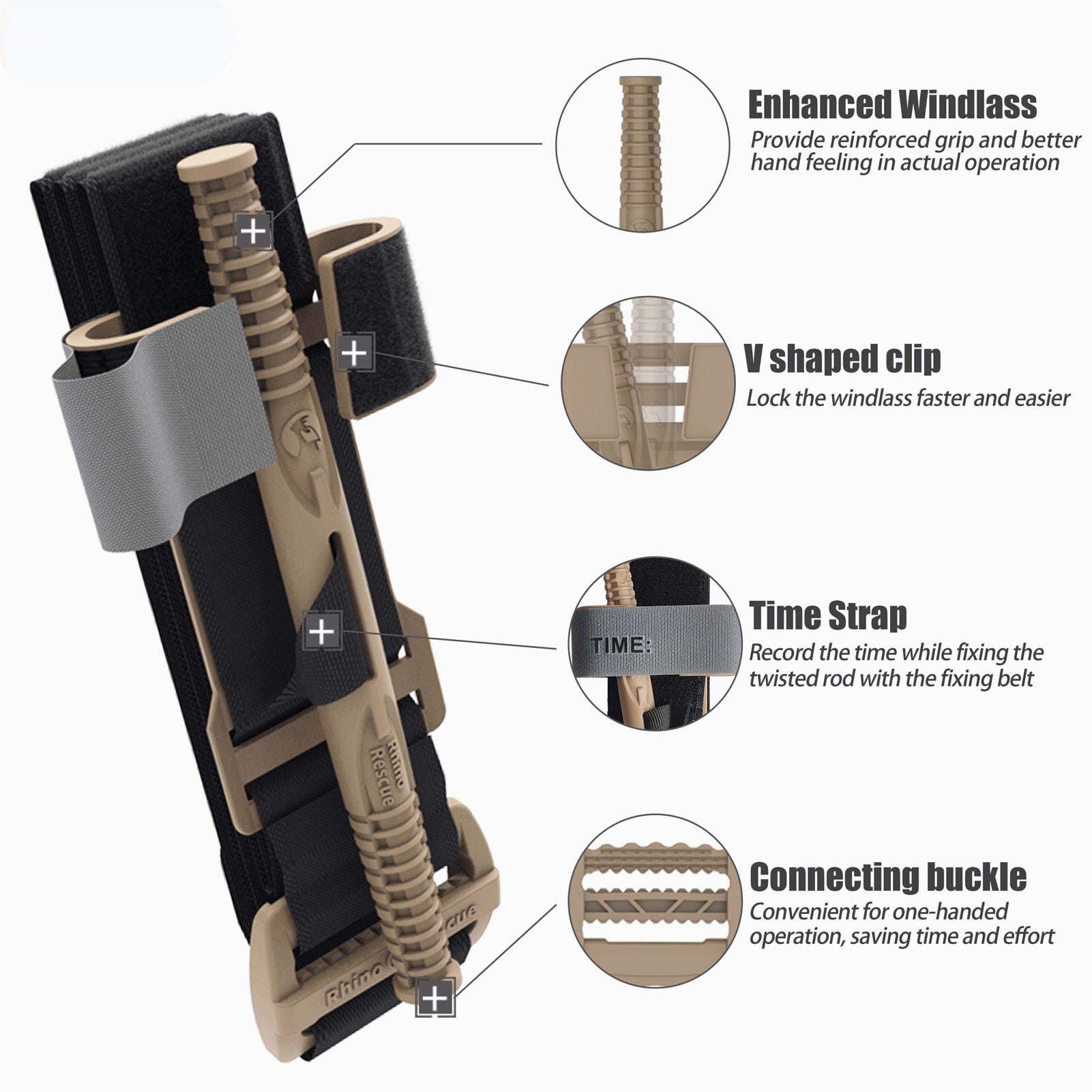 Tactical Rescue Tourniquet Rapid Hemostatic Control Equipment Single-Handed Application for Outdoor Hiking Emergency