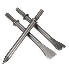 3 Pcs 7'' Length Air Hammers Punch Chipping Chisel Set Round Bar Tool Accessory