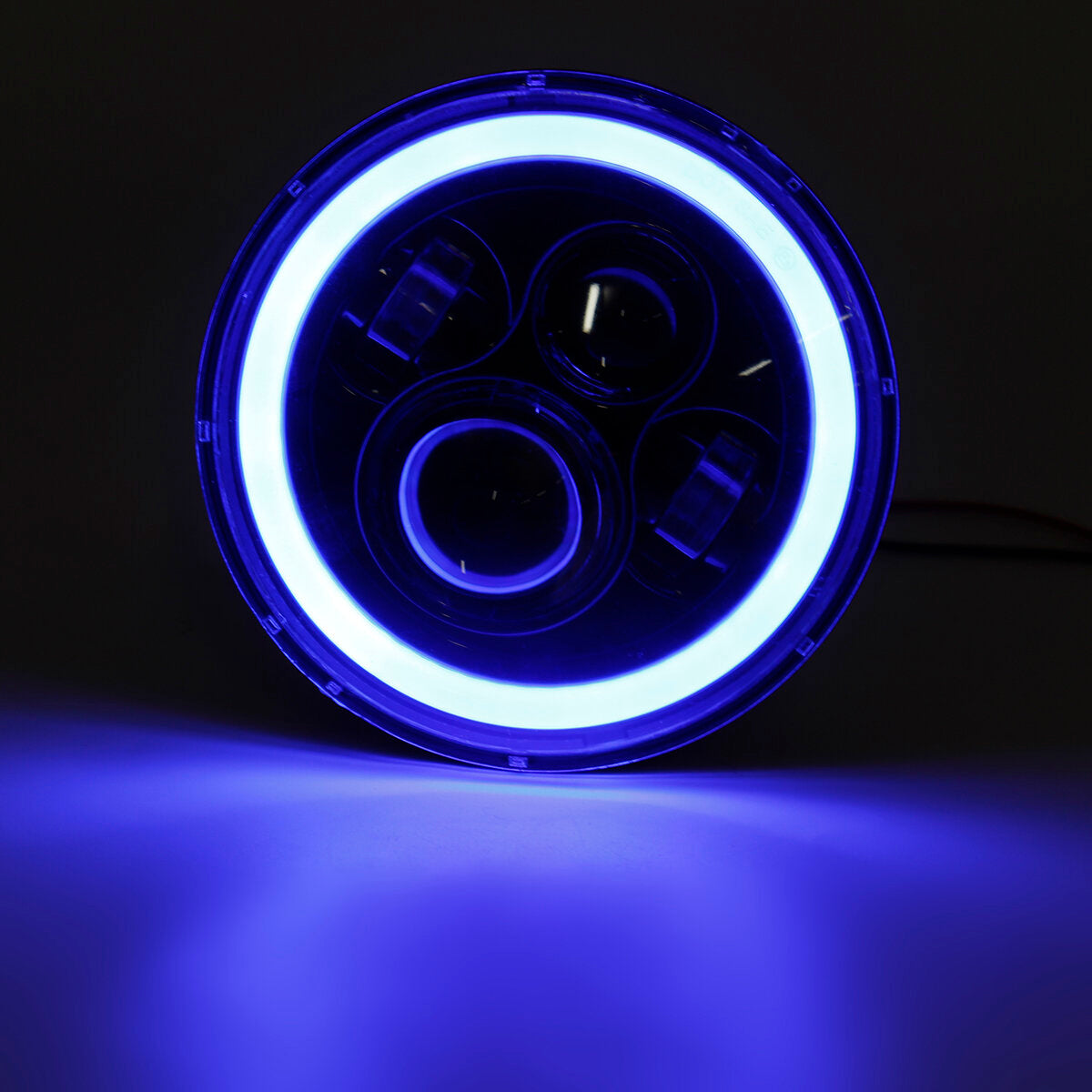 5.75" Round LED Headlight Blue Halo Ring Angel Eyes For Jeep Wrangler JK TJ LJ CJ