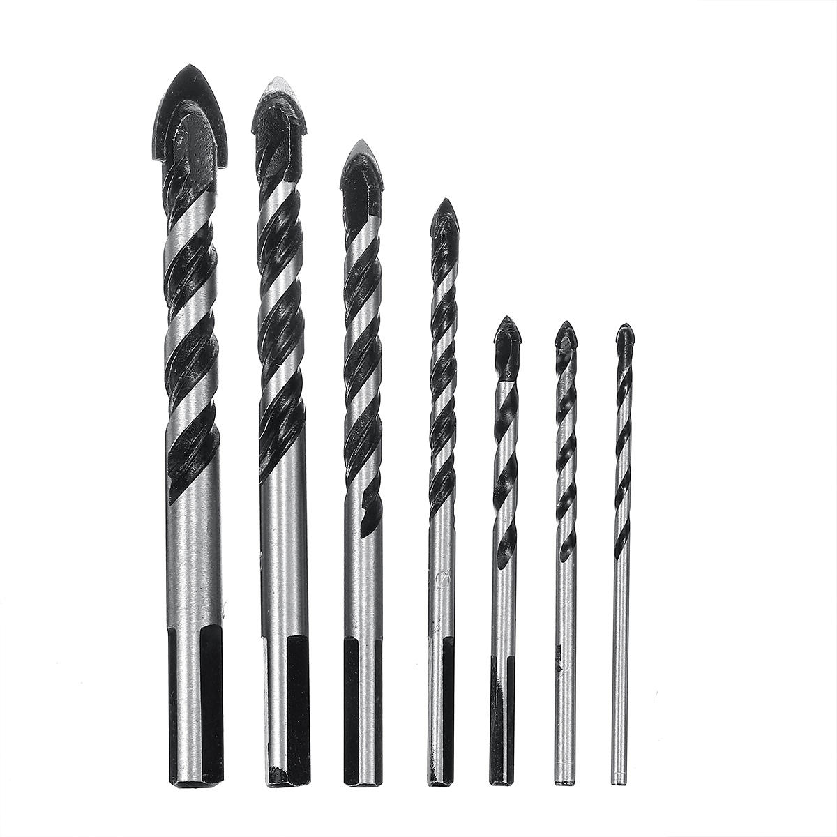 3/4/5/6/8/10/12mm Triangle Twist Drill Bit Concrete Glass Ceramic Tile Marble Drill Bit Pack7