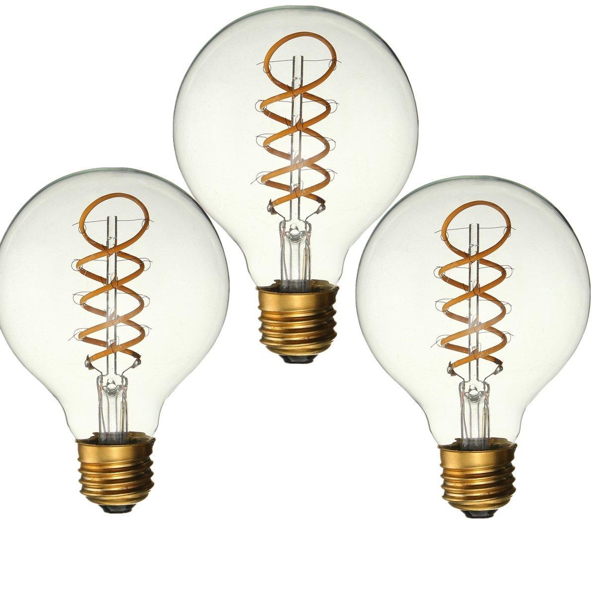 3PCS Dimmable E27 B22 G80 Vintage Amber Glass Shell 3W LED COB Light Bulb for Indoor Home