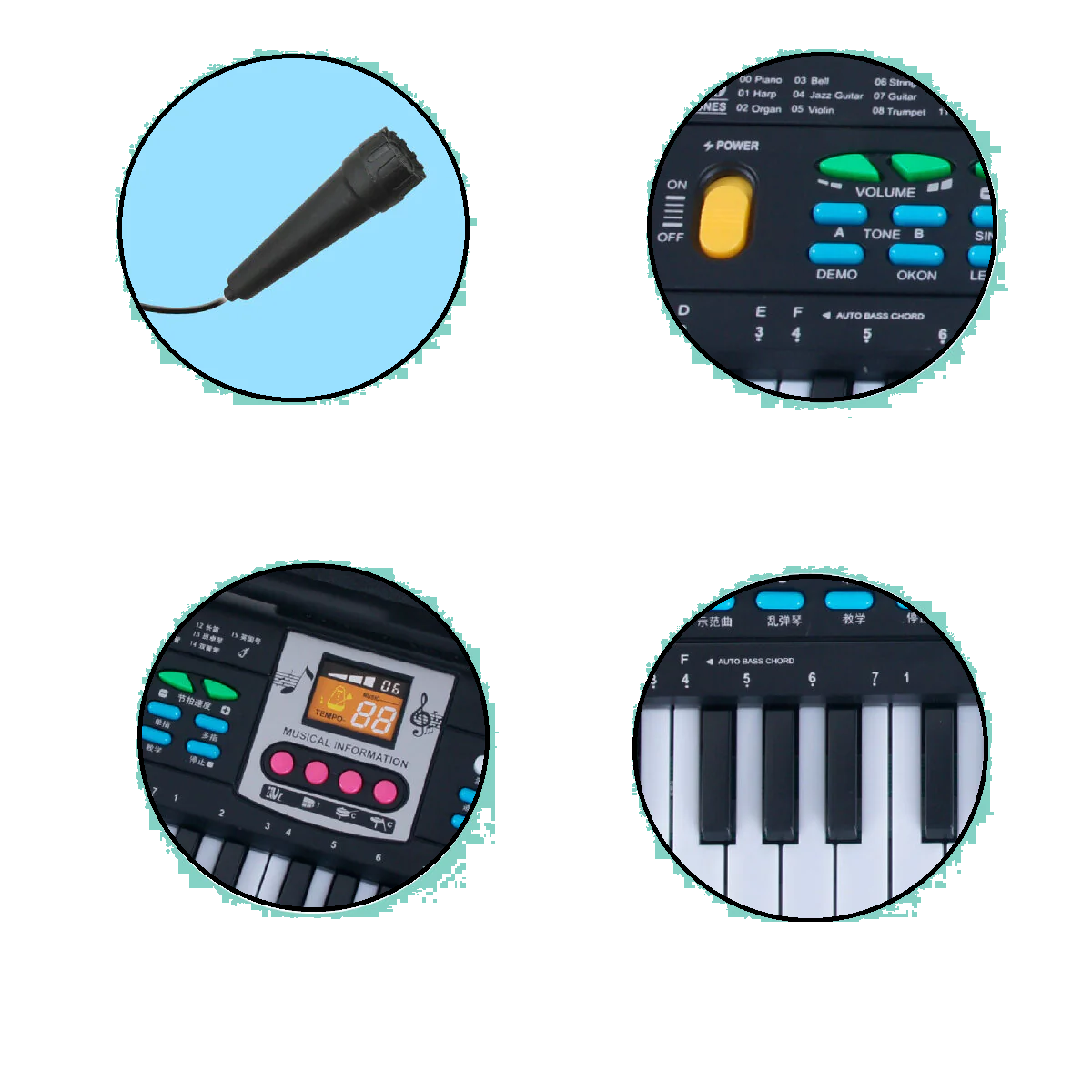 61 Keys Digital Music Electronic Keyboard Electric Piano Organ & Microphone Set