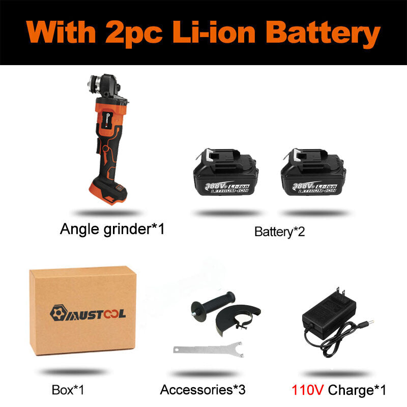 388VF 125mm 1600W 3 Gears Charging Indicator Light Brushless Angle Grinder