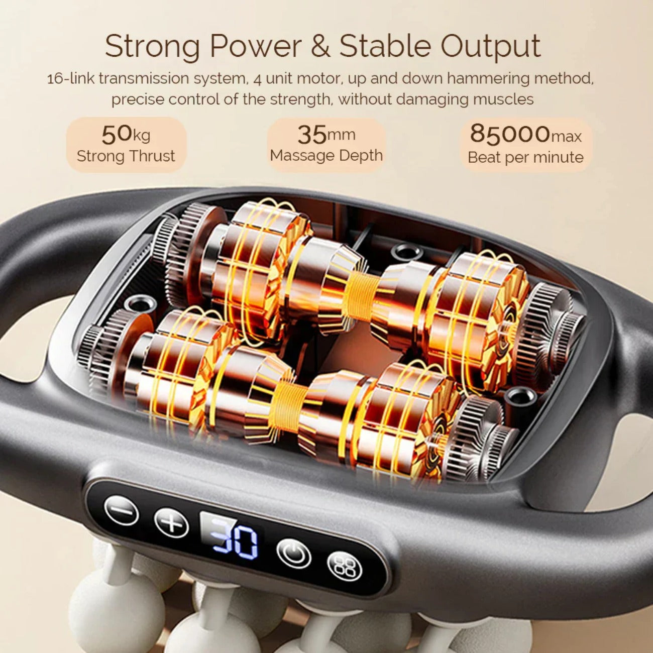16-Head Body Massage Gun - Full Body Muscle Massager for Arms, Waist, Back, Thighs, Calves, Shoulders, and Feet