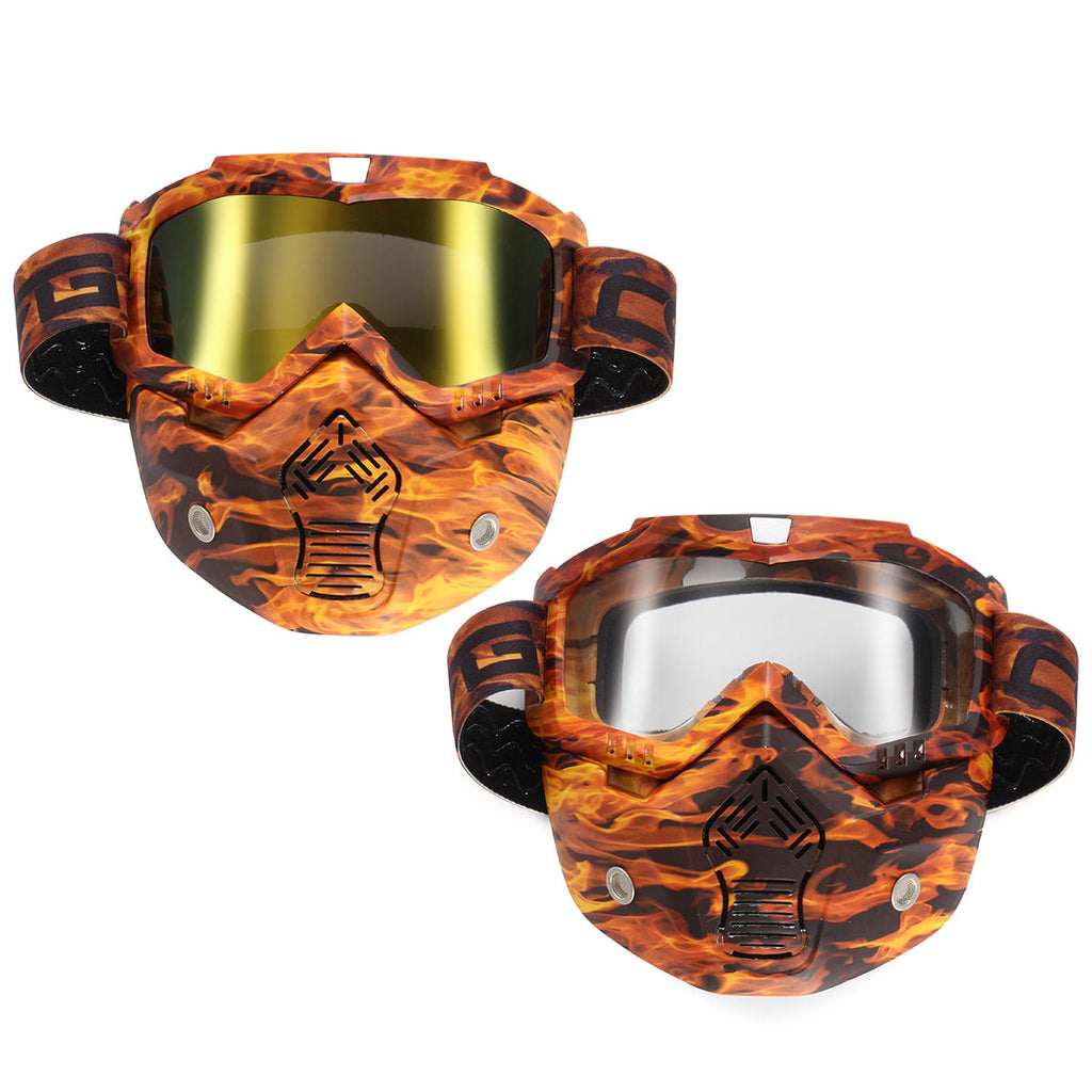 Detachable Modular Mask Shield Goggles Full Face Protect For Motorcycle Helmet