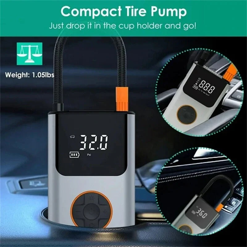 150PSI Fast Bike Pump - 5 Modes, 70W 2000mAh, USB Rechargeable, Digital Display, for Bicycle/Car/Basketball