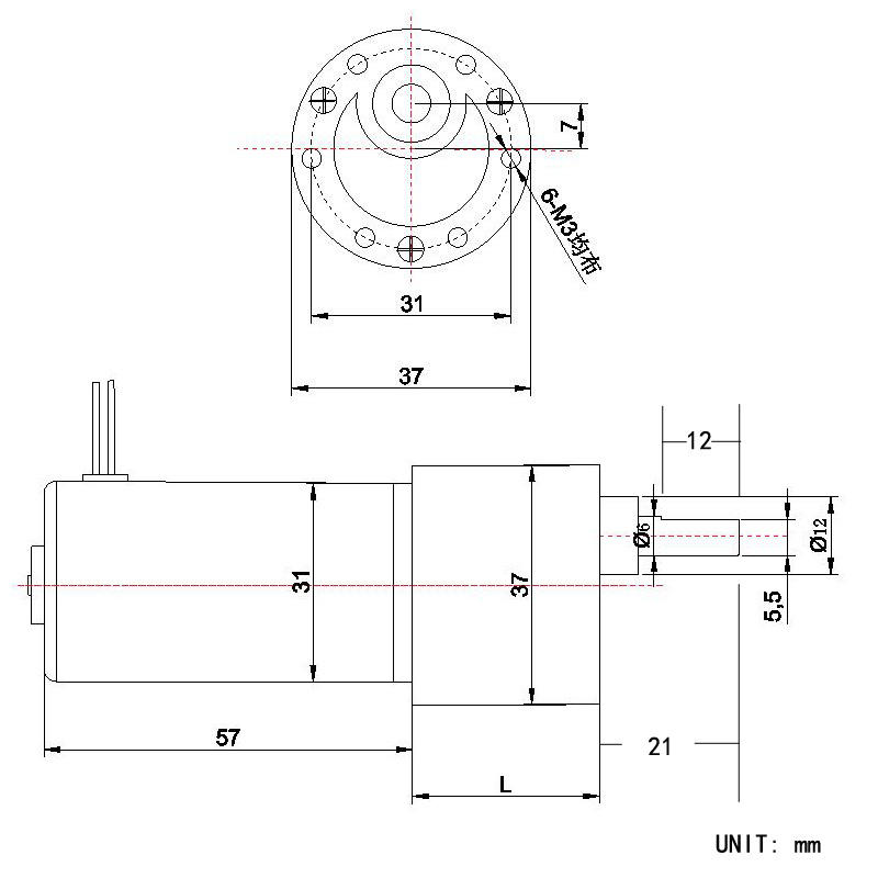 DC 24V Permanent Magnet Motor 90/140rpm Turbular Gear Reducer Motor