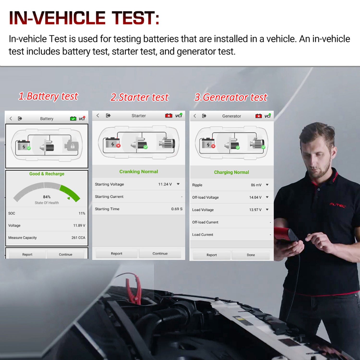 Car Battery Tester Scanner 12V 24V 100-3000 CCA Battery Analyzer All System Diagnostic Battery Registration Tool