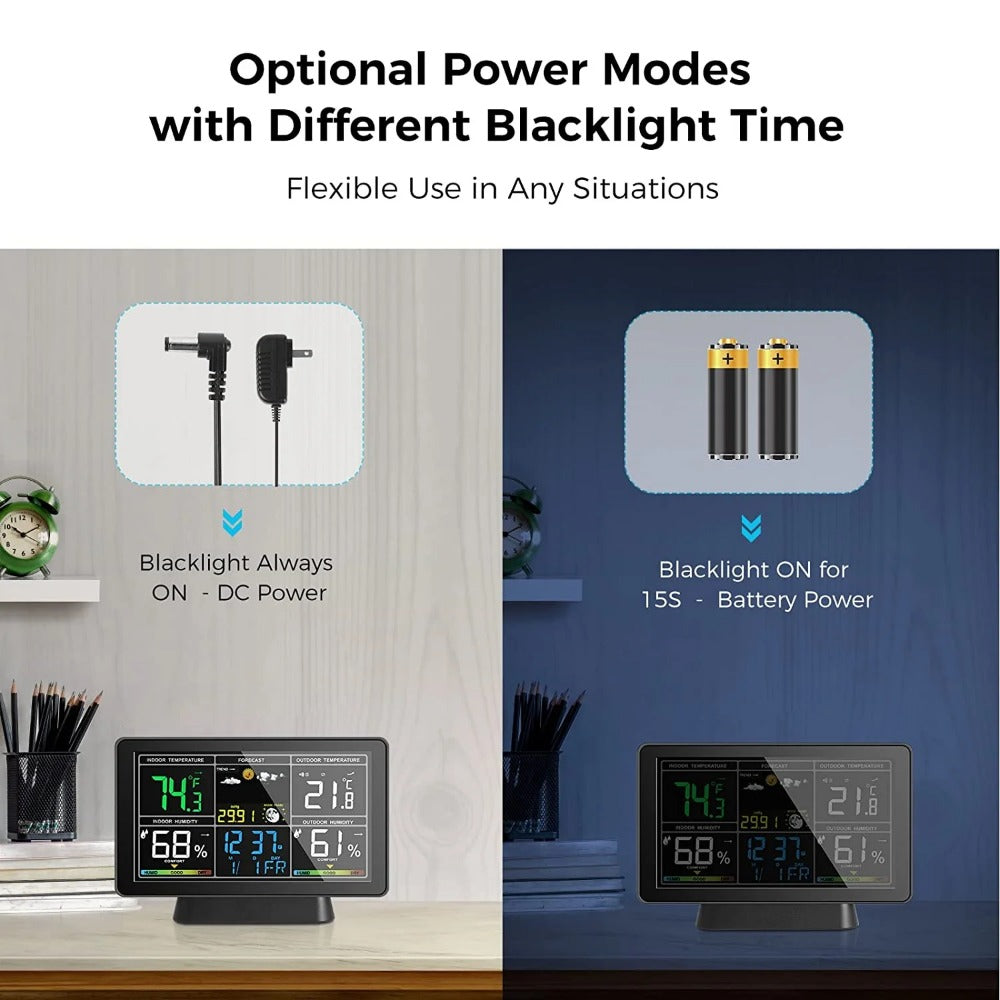 Weather Station Alarm Clock Wireless Indoor Outdoor Thermometer with Atomic Clock / Forecast Station / Air Pressure / Moon Phase