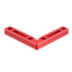 Aluminum Alloy Right Angle Positioning Ruler, 120x120mm, Anodized Red, Metric & Inch Scale, Precision Wood Jig Fixture