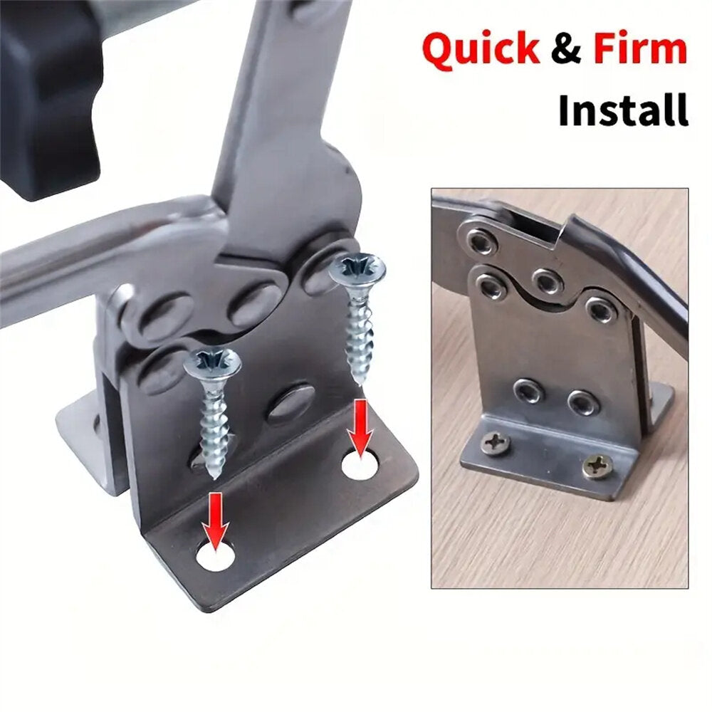 Quick-Release Horizontal Toggle Clamp, 0-35mm Adjustable, Durable Stainless Steel, Anti-Slip Handle for Woodworking