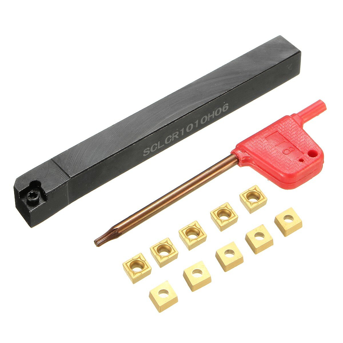 10pcs CCMT0602 Insert with 10x100mm SCLCR1010H06 Lathe Turning Tool Holder
