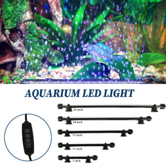 13.2W 18-90CM Fish Aquarium Tank 12V LED 3modes Submersible Light Underwater White + Blue Lamp Lantern