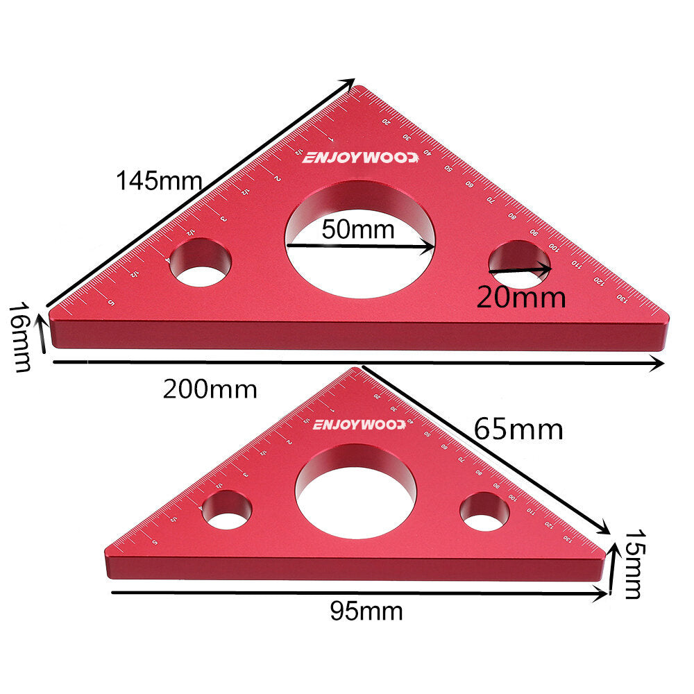 Aluminum Triangle Ruler for Woodworking - Precision Metric & Imperial Measurements, Durable, Compact, Easy to Handle