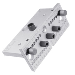 3 in 1 Woodworking Hole Punch Guide Dowel Jig for 15-30.5mm Thickness - Aluminum Alloy, Ergonomic Design, Silver/Black