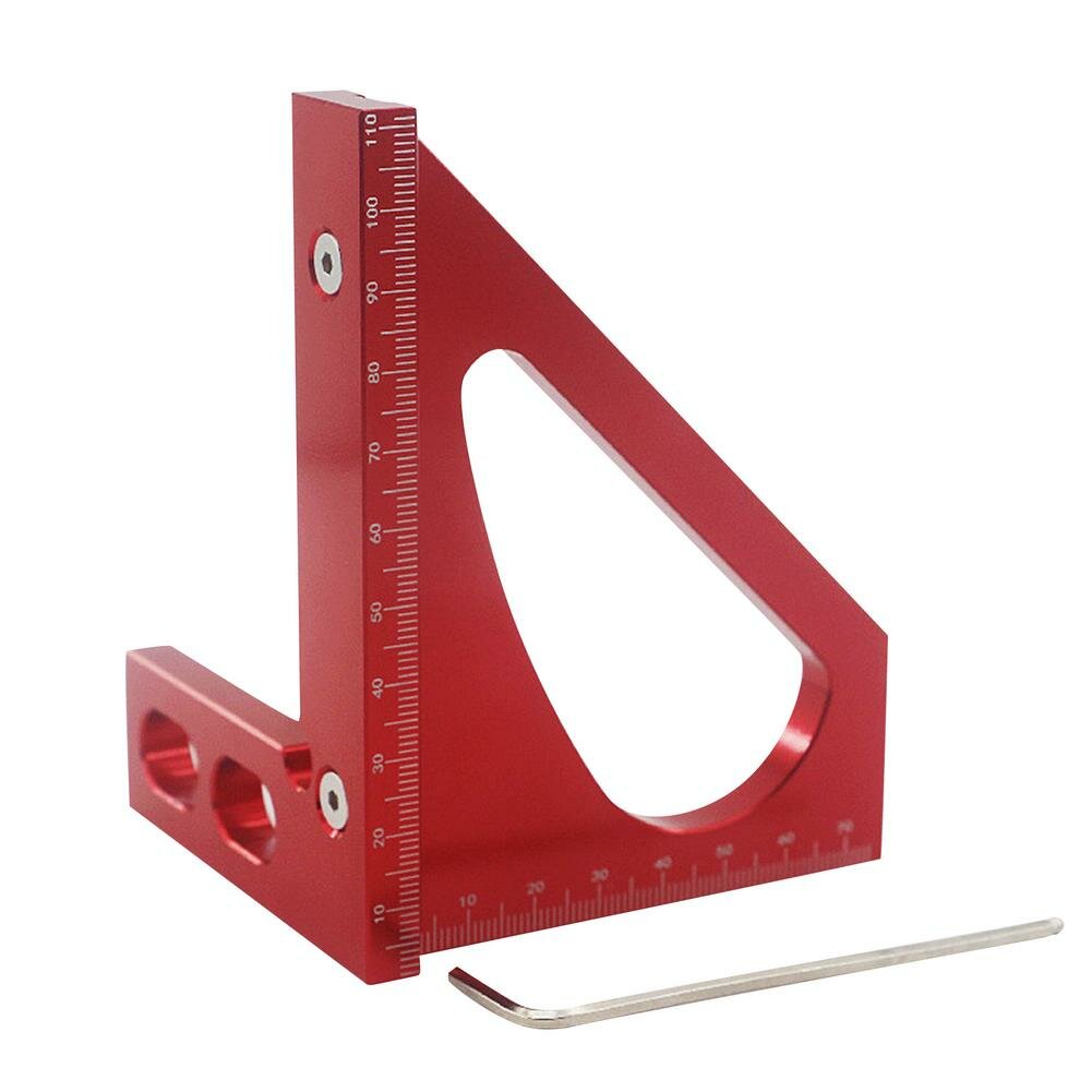 High-Quality Aluminum Angle Ruler for Woodworking - Clear Scale, Durable, Precise Measurements, Safe to Use, Red
