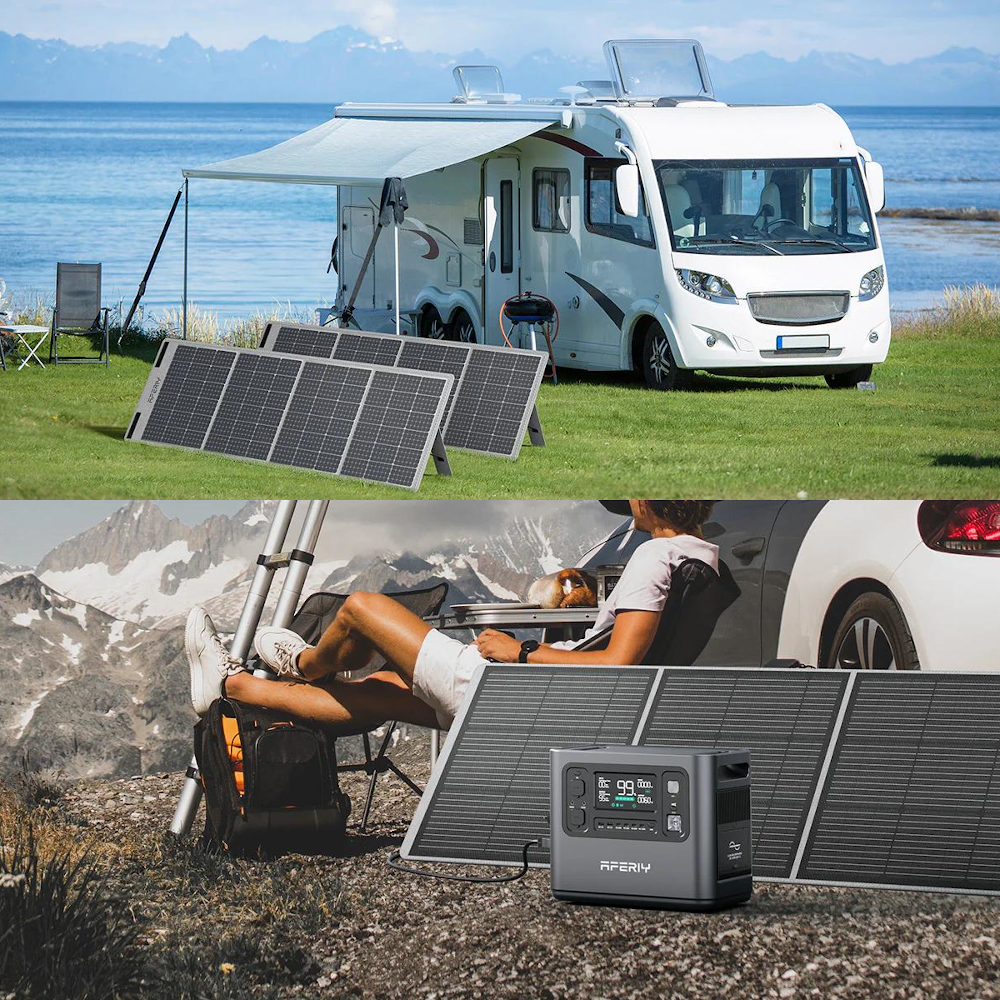 2400W 2048Wh LiFePO4 Portable Power Station with 2 x 200W Solar Panels, UK Plug, App Control & UPS for Camping & Home Backup