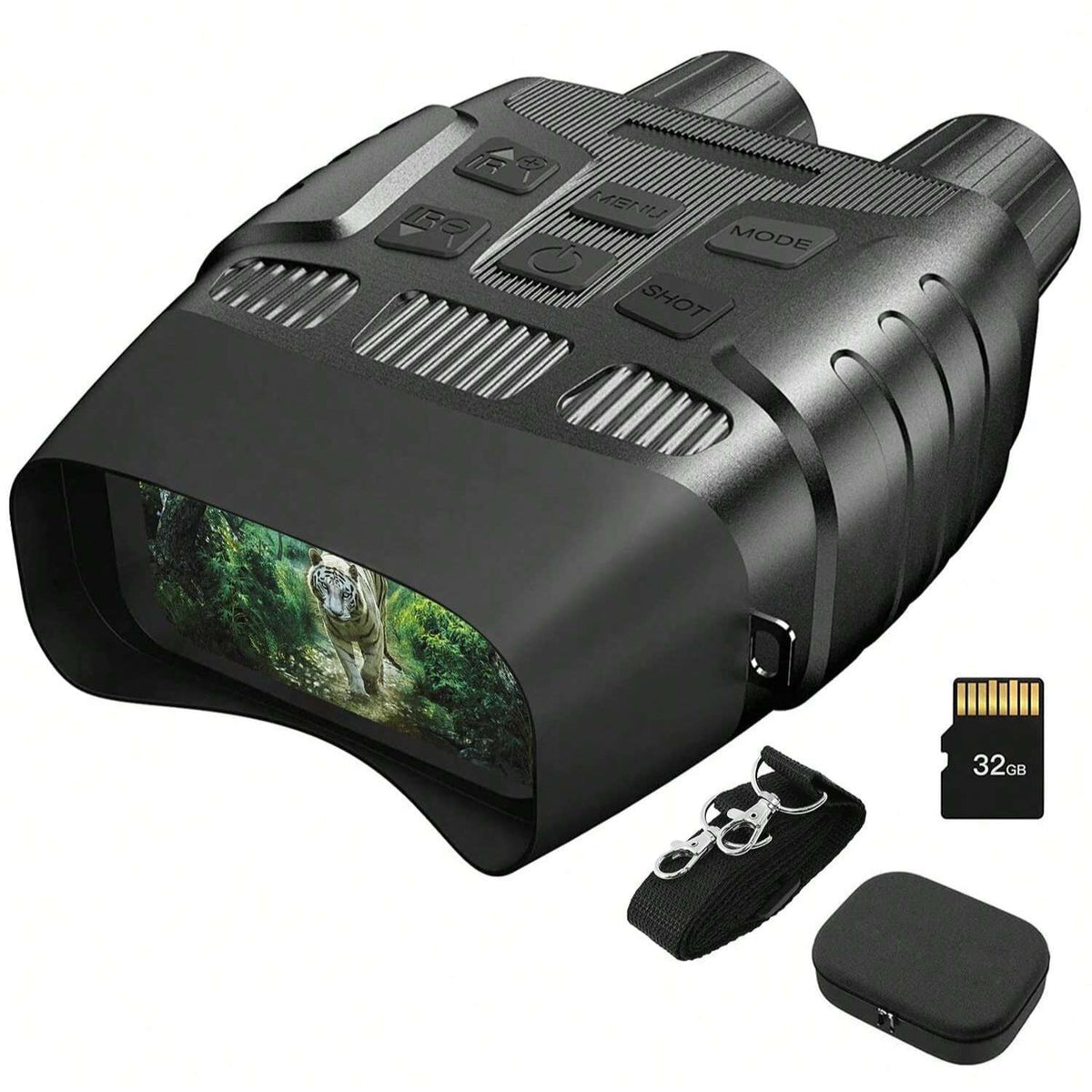 High-Performance Digital Night Vision Binoculars with 7 IR Levels, HD Image/Video, 1300FT Range, Manual Focus