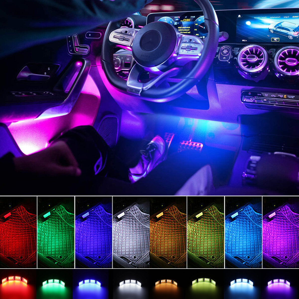 Full Car 8m Ambient Fiber Optic Atmosphere Light Interior Light Wireless