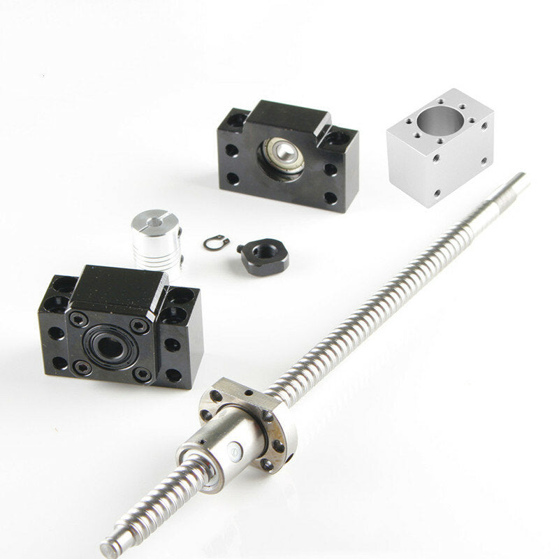 300-650mm Ball Screw with BK BF10 End Supports 6.35x8mm Coupler for CNC