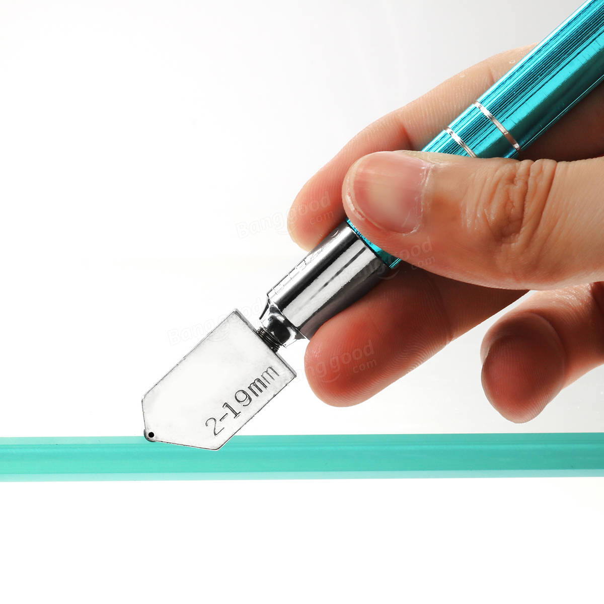 Portable Glass Cutter Anti Slip Handle Diamond Minerals Tipped Glass Cutter for 2-19mm Glass Blue