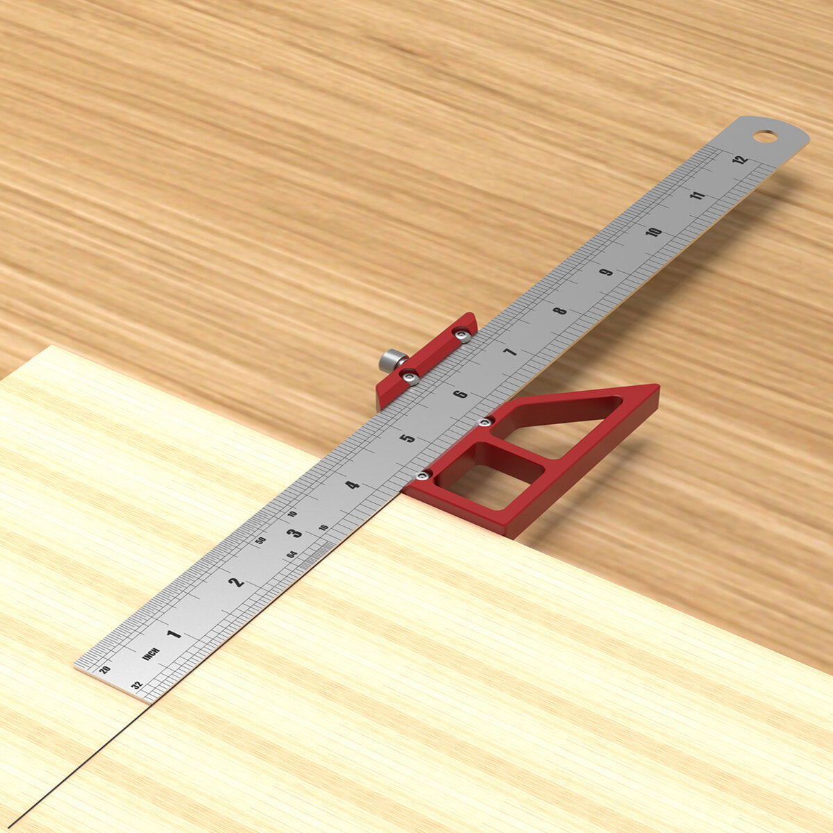 45/90° Scribing Ruler - Durable Aluminum Tool for Precision Line & Circle Drawing, Vertical Measurements, Compact Design