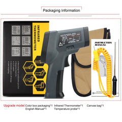 Upgraded -50~550 Non-contact Dual Laser Infrared Thermometer with K-type Thermocouple