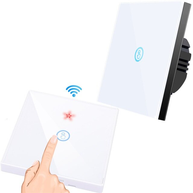 White 1gang Smart Wireless Touch Switch Light 433MHZ RF Remote Control Glass Screen Wall Panel 110V 220V LED Lamp