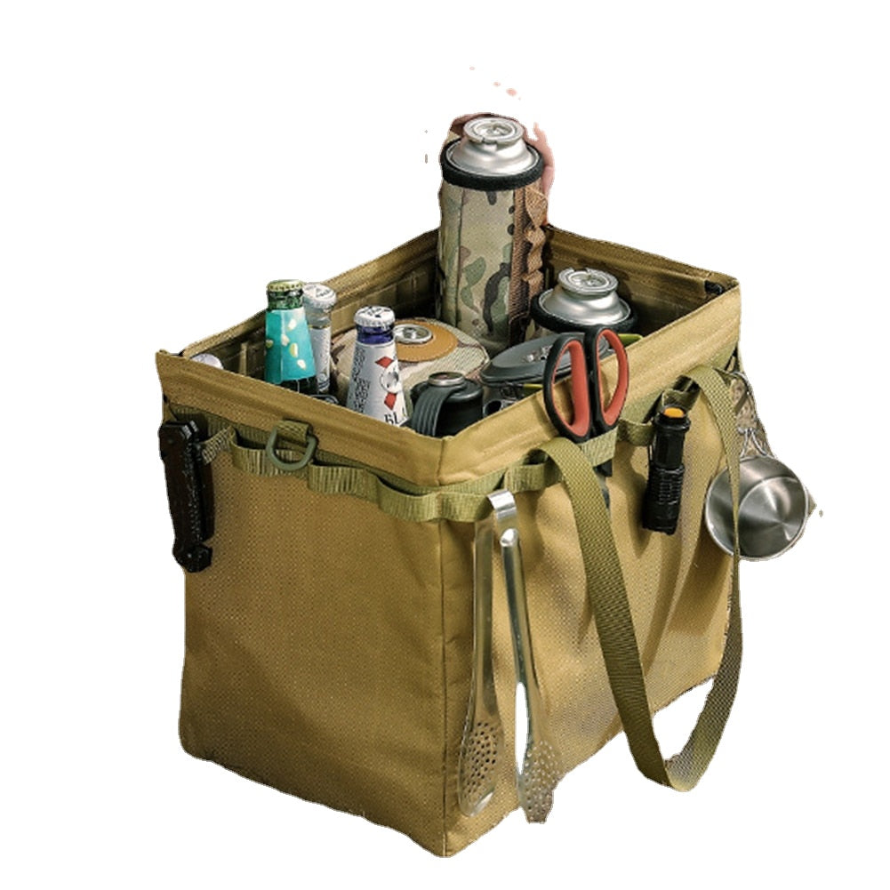 Outdoor Camping Picnic Bag Multi-Pocket Oxford Cloth Storage Bag Large Capacity Handbag Folding Thermal Drink Carrier Lunch Box