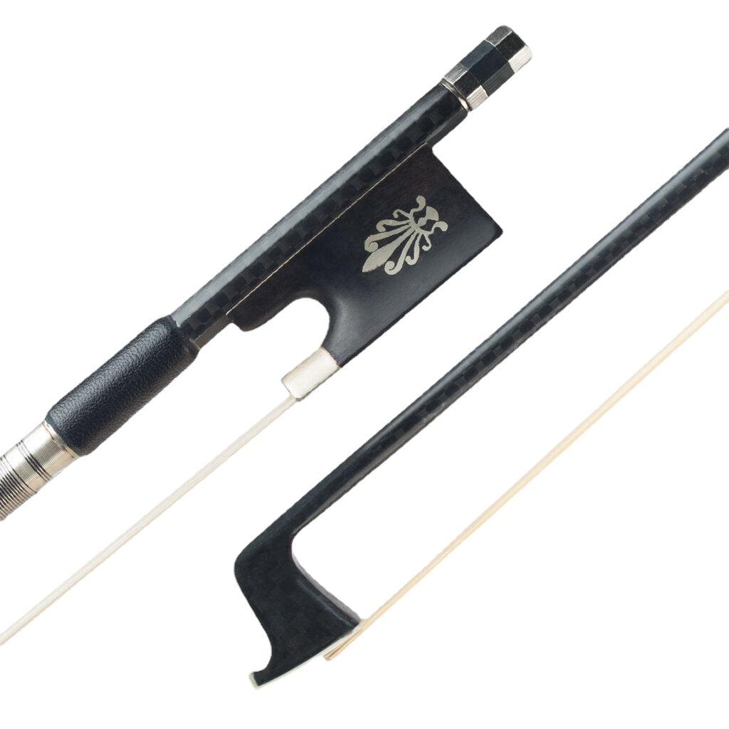 4/4 Violin/Fiddle Bow Grid Carbon Fiber Bow W/ Ebony Frog Round Stick Exquisite Horsehair Well Balance