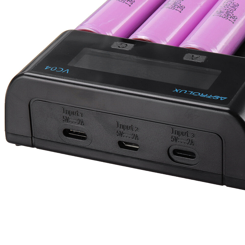 Micro Type-C 2A Quick Charge Li-ion Ni-MH Battery Charger Current Optional USB Charger For 18650 26650 21700 AA AAA Battery