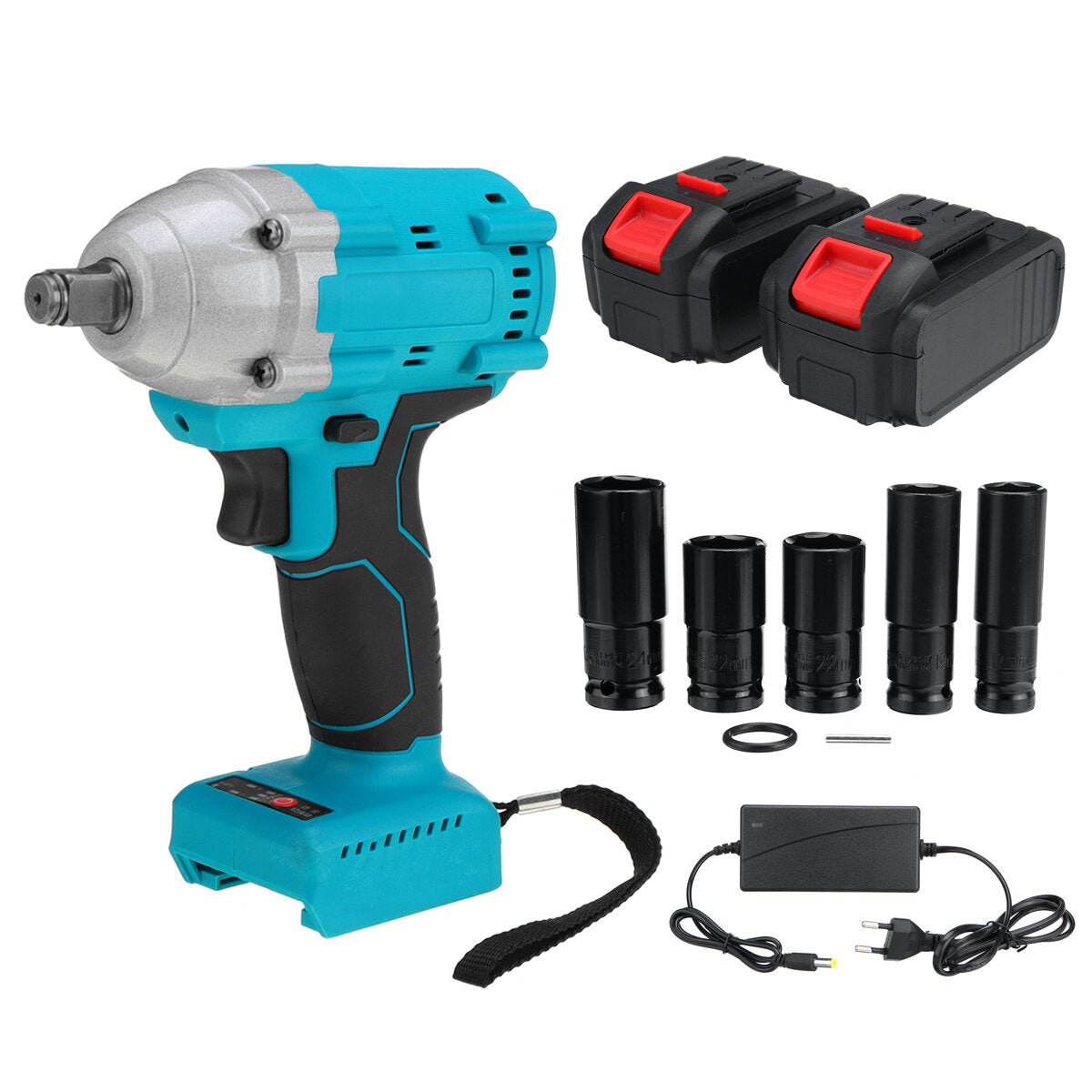 21V 520N.m Electric Cordless Impact Wrench 1/2" Brushless Driver Drill 5pcs Sockets Also Adapted To Makita Battery