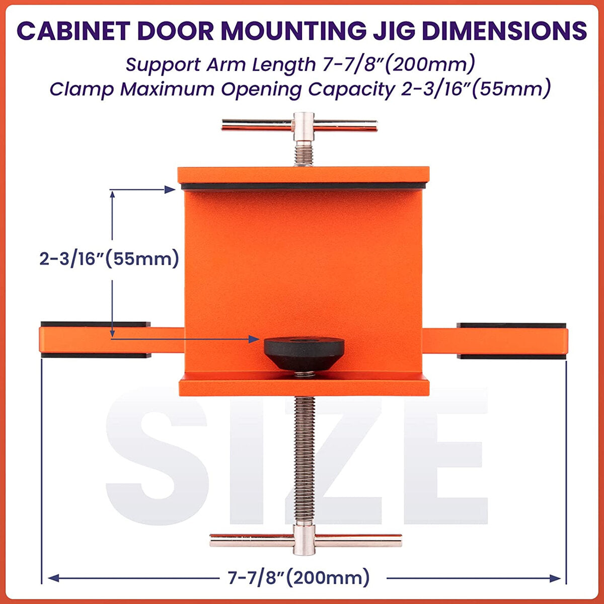 Cabinet Door Mounting Jig - Heavy-Duty Aluminum Tool for Easy Installation of Left/Right Doors, Height Adjustable, 2-3/16" Clamp